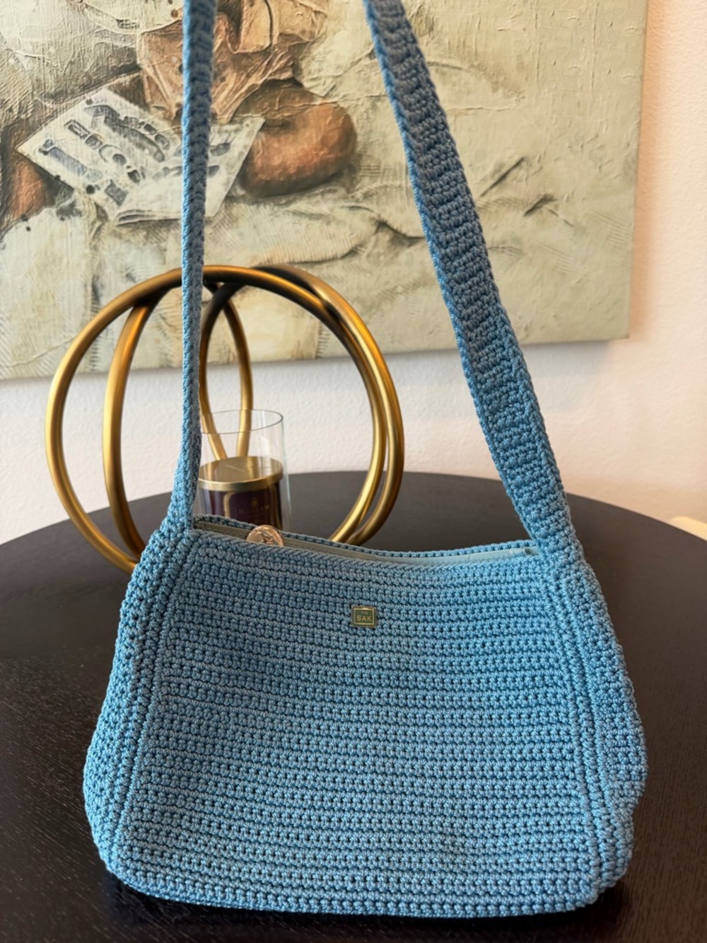 The Sak Crocheted Light Blue Shoulder Bag